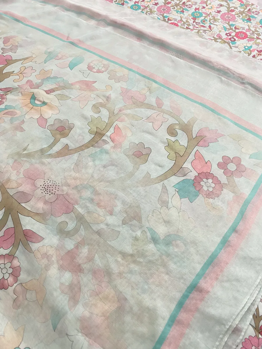 Cotton Muslin | Sky Blue Dense Floral | Printed | Unstitched Suit