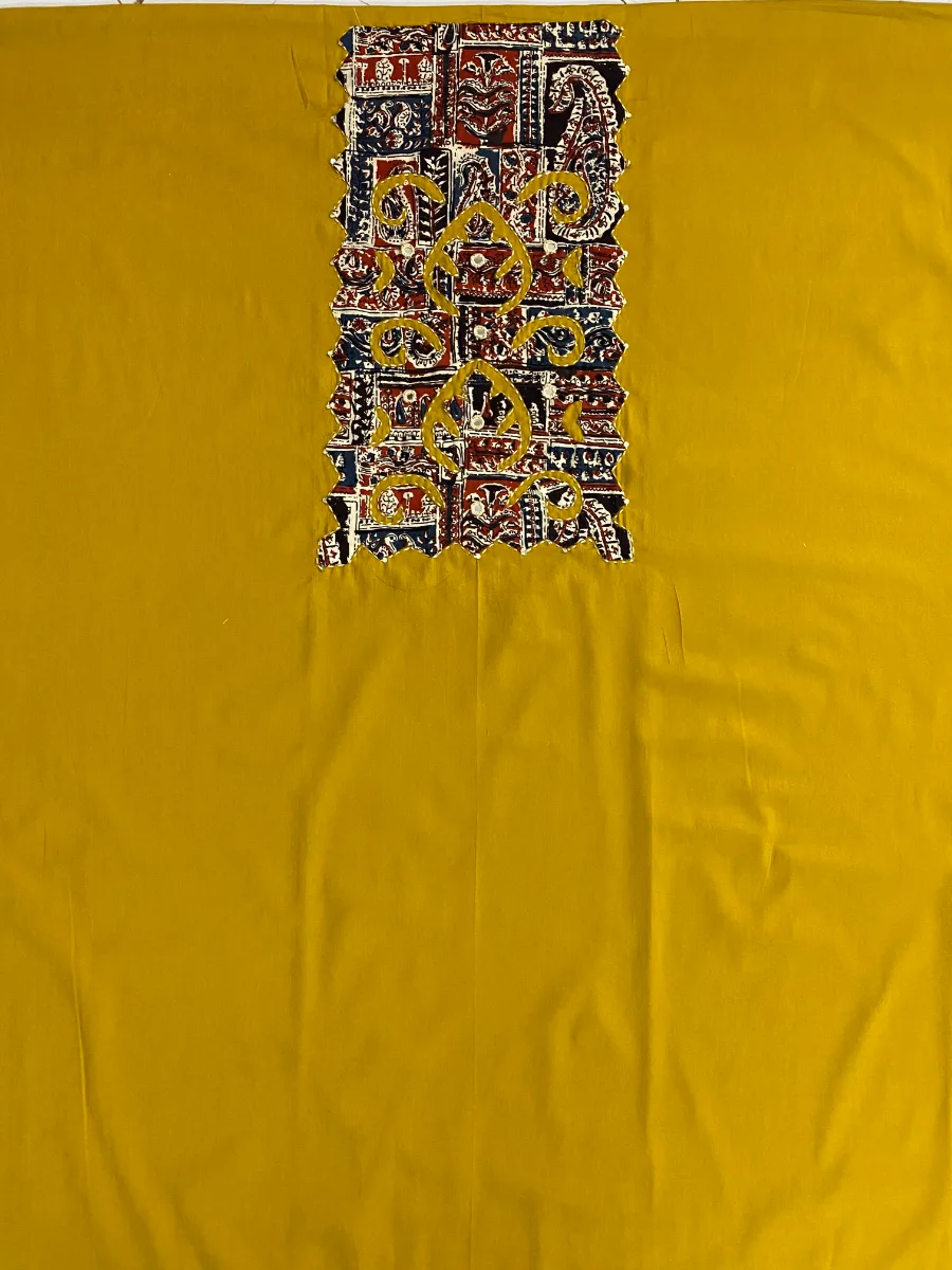 Cotton | Mustard Yellow & Red | Printed | Unstitched Suit