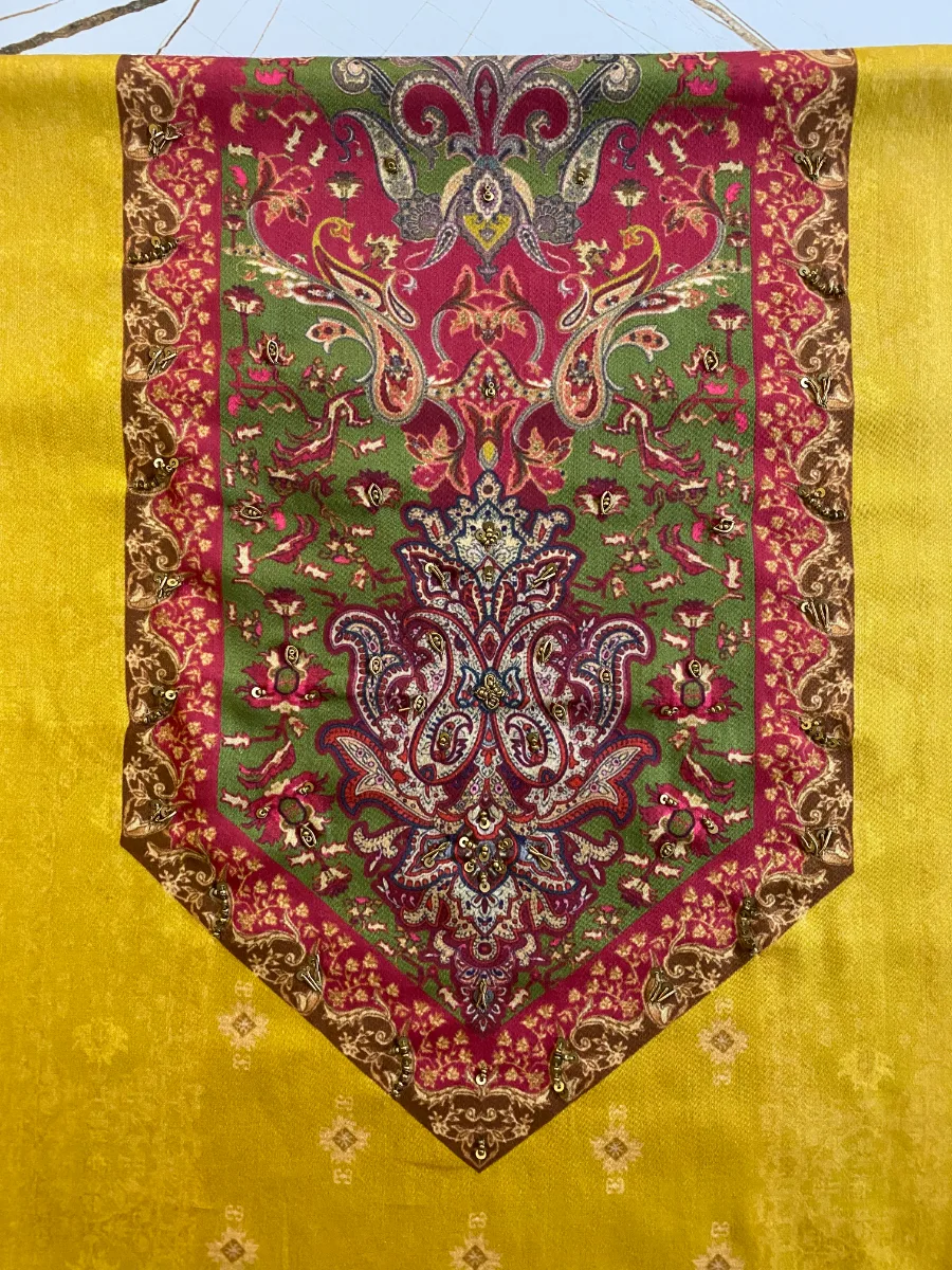 Cotton | Mustard Yellow | Thread Work Printed | Unstitched Suit