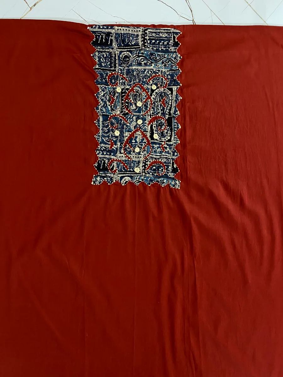 Cotton | Reddish Brown & Navy Blue | Printed | Unstitched Suit