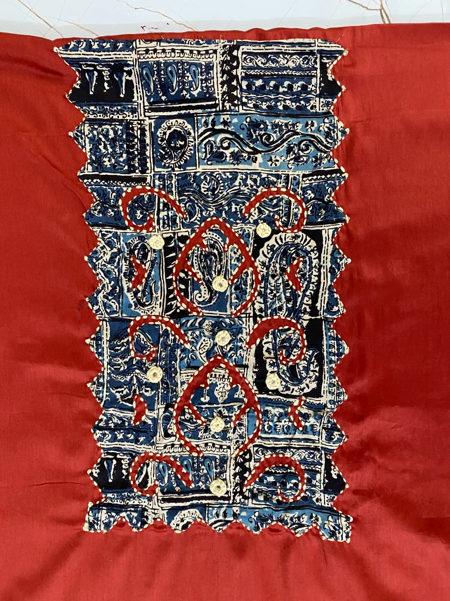 Cotton | Reddish Brown & Navy Blue | Printed | Unstitched Suit