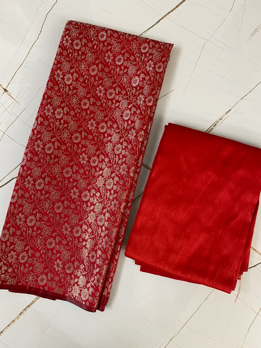 Kheen Khab | Dark Red | Printed | Unstitched Suit
