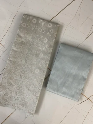 Kheen Khab | Light Gray | Printed | Unstitched Suit