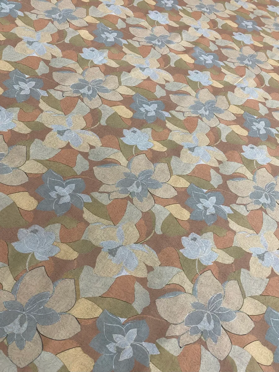 Muslin | Brown Beige | Floral Print | Unstitched Suit
