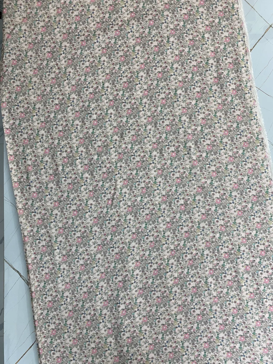 Muslin | Cream Yellow Purple Green Dense Floral | Printed | Unstitched Suit