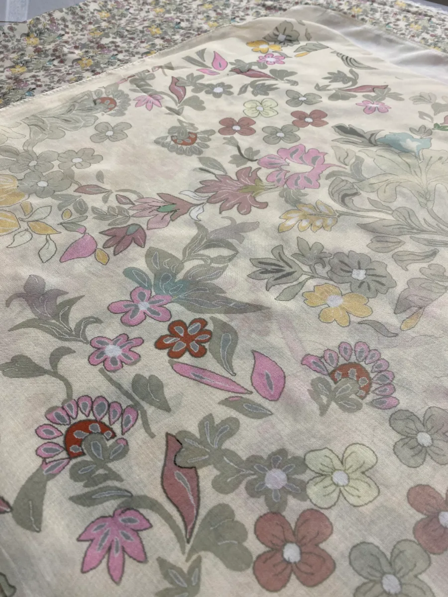 Muslin | Cream Yellow Purple Green Dense Floral | Printed | Unstitched Suit