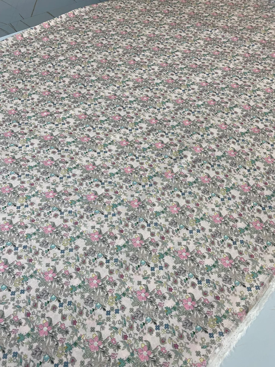 Muslin | Cream Yellow Purple Green Dense Floral | Printed | Unstitched Suit