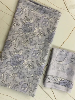 Large lavender, grey, white florals