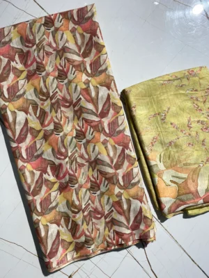 Muslin | Mustard Yellow Multicolour Print | Printed | Unstitched Suit