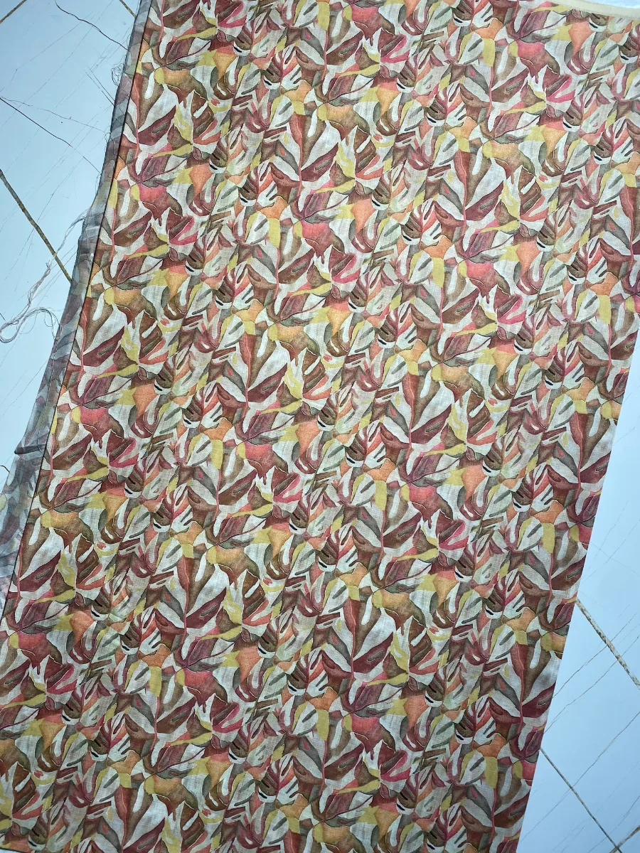 Muslin | Mustard Yellow Multicolour Print | Printed | Unstitched Suit