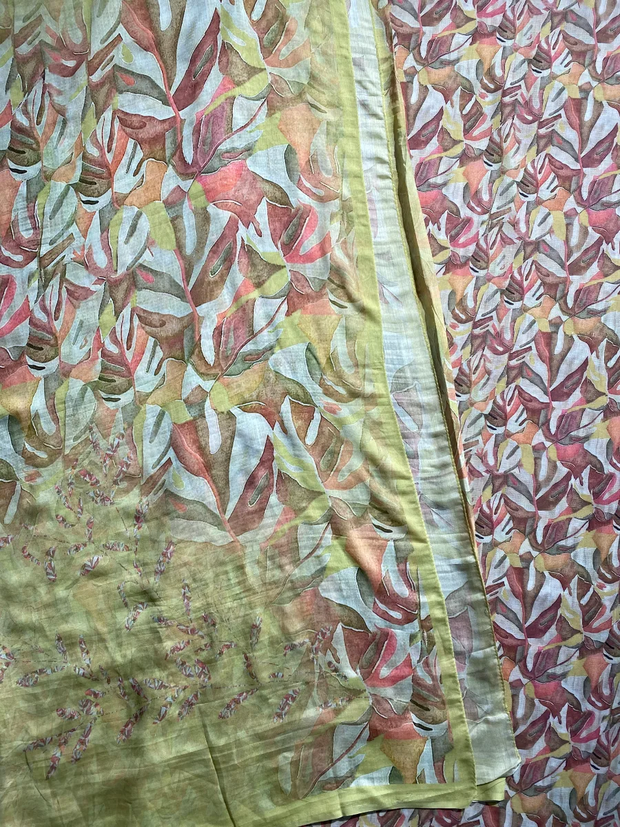 Muslin | Mustard Yellow Multicolour Print | Printed | Unstitched Suit