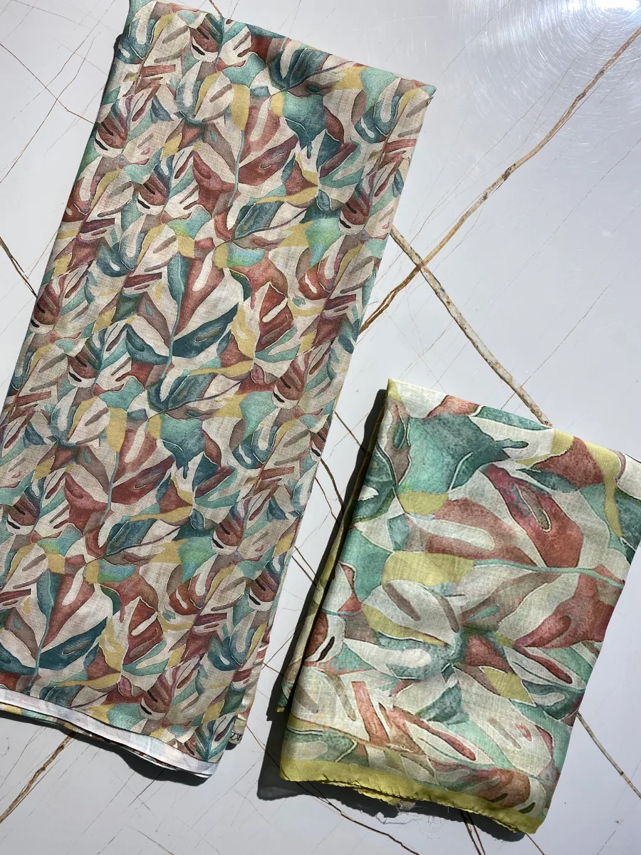 Muslin | Sky Blue Multicolour Print | Printed | Unstitched Suit