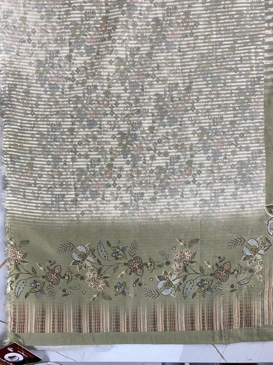 Pure Cotton | Deep Olive Green | Hand Embroidery Printed | Unstitched Suit