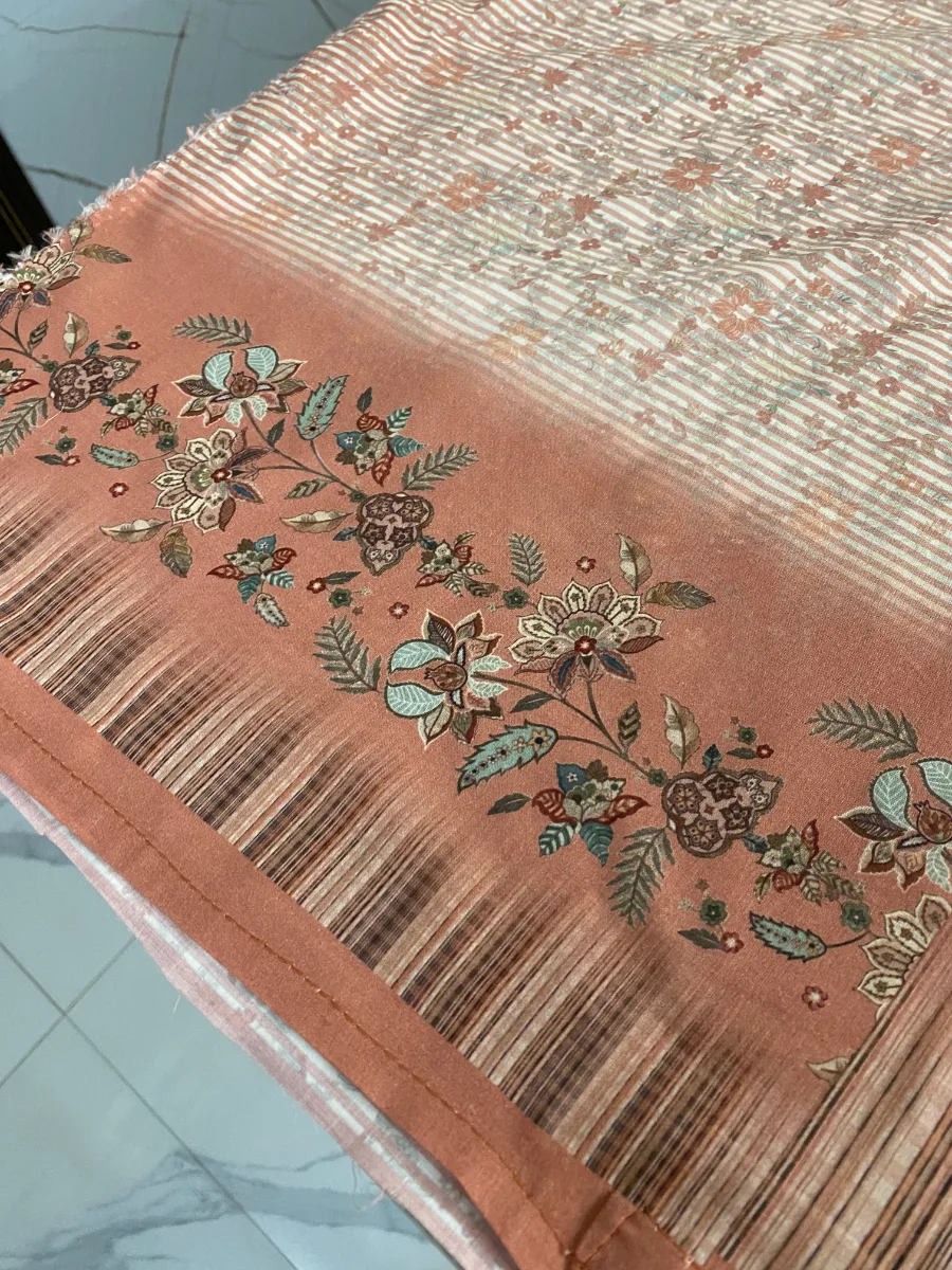Pure Cotton | Rusty Rose | Hand Embroidery Printed | Unstitched Suit