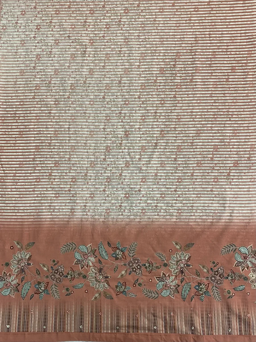 Pure Cotton | Rusty Rose | Hand Embroidery Printed | Unstitched Suit