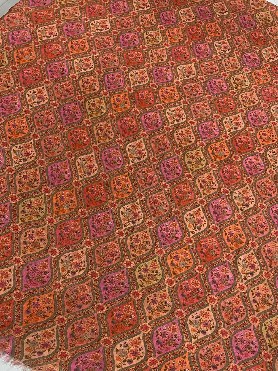 Organza & Crepe | Peach & Multicolor | Printed | Unstitched Suit
